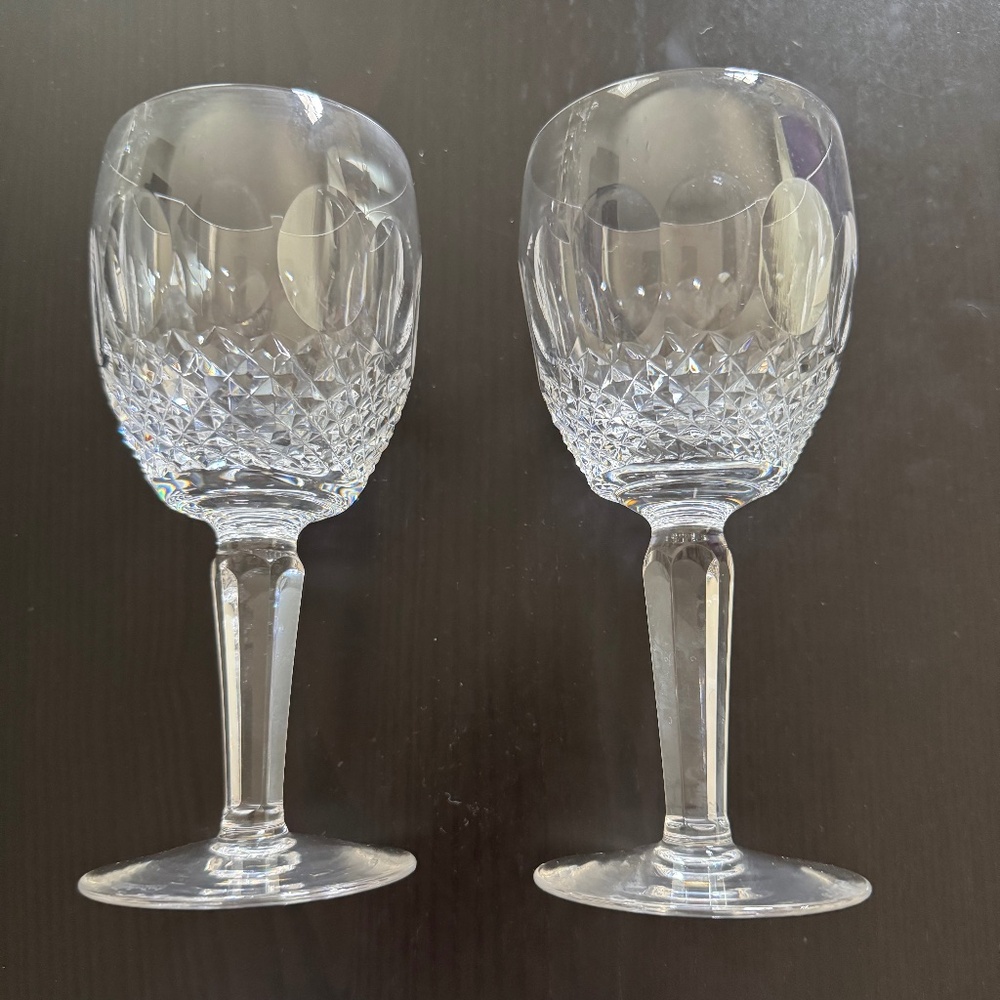 Waterford Crystal Colleen Tall Stem Water Goblet Glasses 8 oz - set of 2